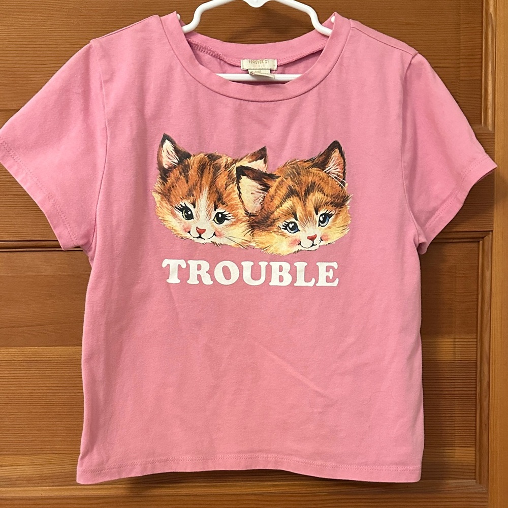 Forever 21 Pink Kitten Graphic Tee